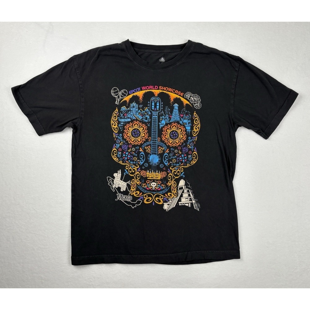 Disney EPCOT World Showcase‎ Mexico Skull Graphic Black T-Shirt Size S